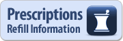 Clickable blue badge that links to the Northern Indiana Health Care System Pharmacy page.  Text Content: Prescriptions - Refill Information