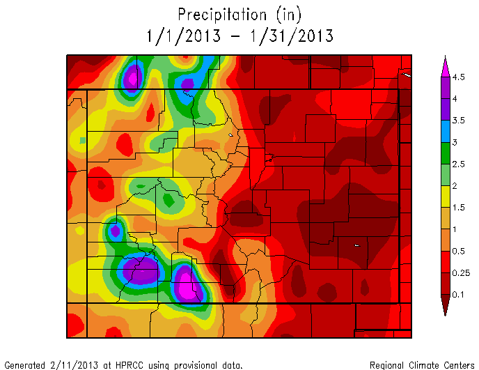 Last Month's Precipitation across Colorado