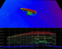 A shipwreck in Kachemak Bay, Alaska, found by a multibeam sonar in 2008.