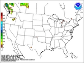 Day 1 probability of freezing rain accumulating greater than or equal to 0.01 inch.