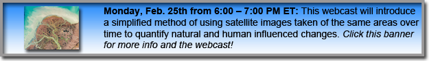 This is a webcast teaching students about how satellite images taken overtime can show the change in land forms.