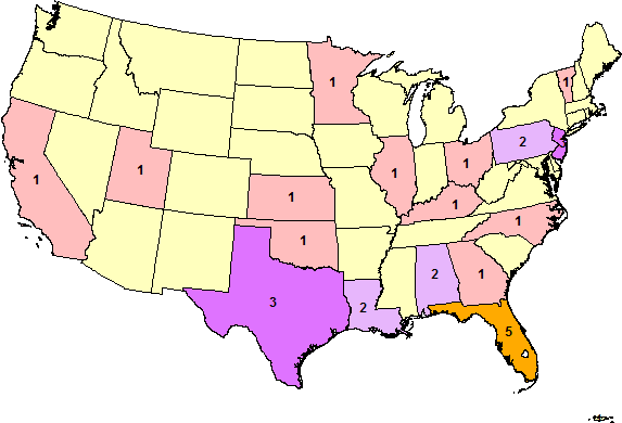 lighting fatalities map, see list below