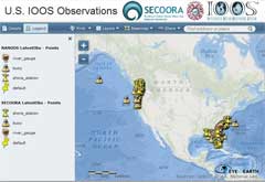 Eye on Earth -a screen shot of the U.S. IOOS Web Map Application