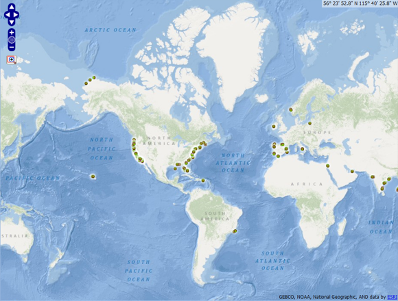 A static map image of Global HF Radar Assetcaptured on 8 June, 2012