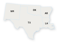 Map of the FAA Southwest Region