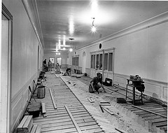 West View in the Third Floor Corridor of the White House during the Renovation, 12/04/1951