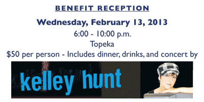 10th Annual Safe Homes, Safe Streets Benefit Reception, February 13, 2013. $50 per person includes dinner, drinks, and concert by the fabulous Kelley Hunt.