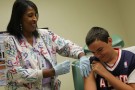 BEAUFORT, S.C. (Aug. 03, 2012)  Ms. Luvelle Taylor, licensed practical nurse, prepares a young patient for his vaccinations at the Naval Hospital Beaufort Immunizations Clinic.  This is busy time of year for the clinic as parents their bring children to make sure their vaccines up to date for the new school year. (U.S. Navy photo by Regena Kowitz/Released)