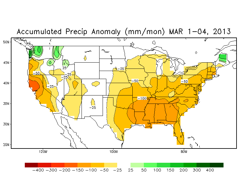 Latest Month Accumulated Precipitation Anomaly