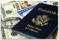 Passport, social security card, and money