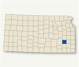 Map of Kansas showing Woodson County. Click map to select another county in Kansas. 