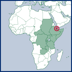 Map of East Africa highlighting Djibouti