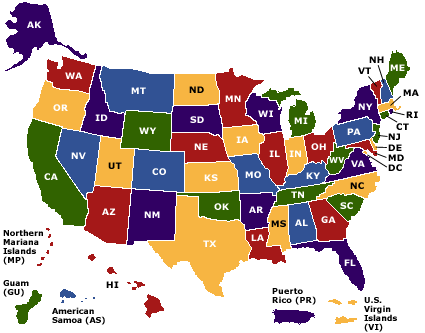 Map of the United States. Click a state to see the Formula Planning Estimates for FY 2005