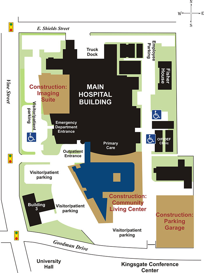 Map of Cincinnati VA Medical Center