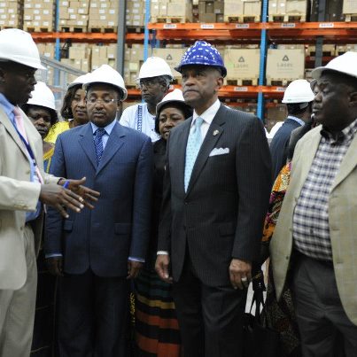 Photo: United States Ambassador Alfonso E. Lenhardt, (2nd from right);  the Minister of Health and Social Welfare Hussein Ali Mwinyi, (2nd from left), listening from the Medical Stores Department (MSD) Acting Director General Mr. Cosmas Mwaifwani, (left); when they toured the MSD Warehouse after attended the opening ceremony of the new MSD Warehouse at Keko in Dar es Salaam yesterday. The state-of-the-art structure is sponsored by the American people through the United States Agency for International Development (USAID) and the Global Fund in partnership with Tanzanians.