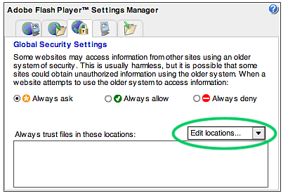 Global Security Settings Manager dialog box