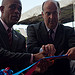 U.S. Ambassador Kenneth Merten pictured with Haiti President Michel Martelly cutting a ribbon
