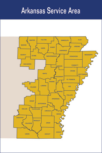 Arkansas Service Area State Map