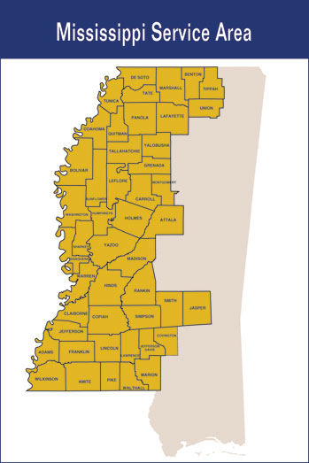 Mississippi Service Area State Map