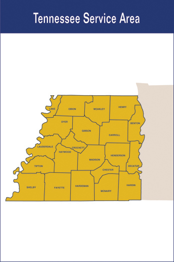 Tennessee Service Area State Map