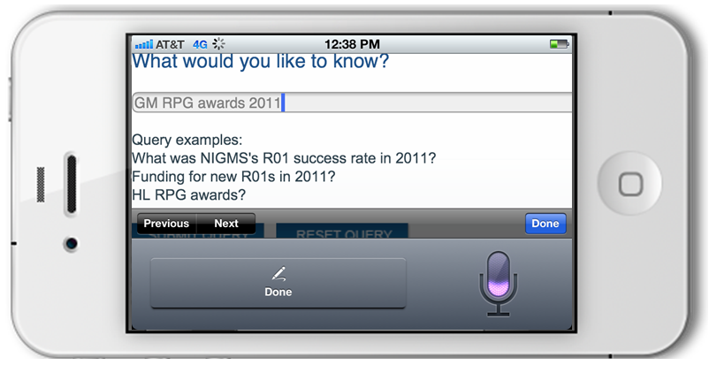 iPhone with Siri voice recognition in use on the Funding Facts web page