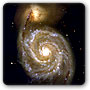 Imagery of a spiral galaxy and another galaxy behind it