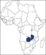 Map of Africa with Zambia highlighted