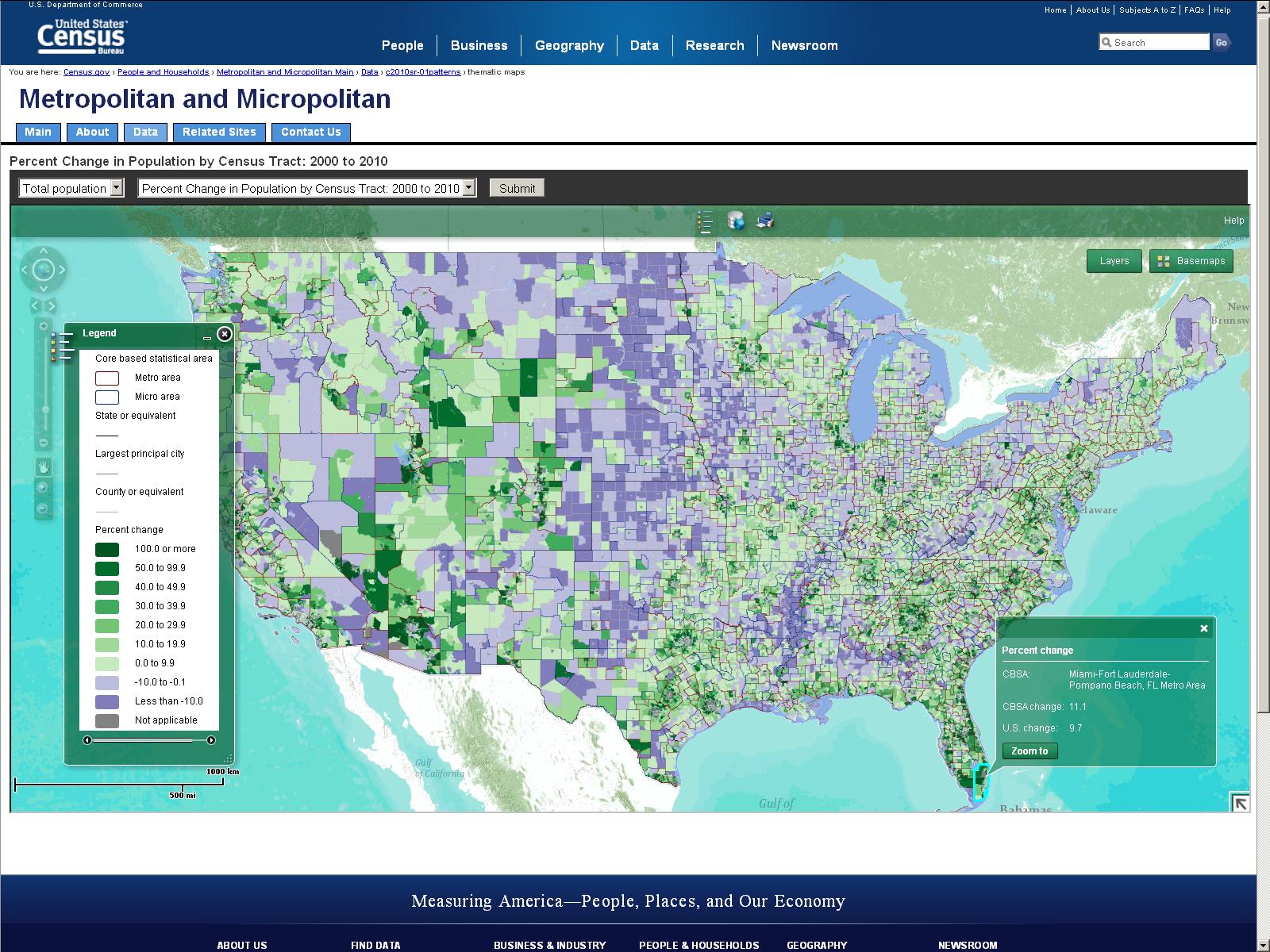 U.S. map image from online thematic mapping tool