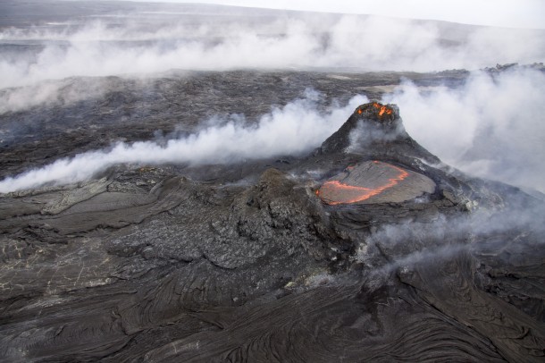 Lava from a tiny lava pond flows on the north side of Hawaii's Kilauea volcano. (Photo: USGS)