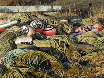 Coils of  longline gear in Old Harbor, Kodiak Island