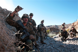 130131-M-OH054-287
(Left) Cpl. Tahachee Appodaca, a Wasco, Calif., native and platoon sergeant with 1st Platoon, Bravo Company, 1st Battalion, 4th Marine Regiment, 13th Marine Expeditionary Unit, orders his Marines to push forward during company-sized assault training, as part of Exercise Iron Fist 2013, aboard Marine Corps Air Ground Combat Center Twentynine Palms, Calif. Jan. 31, 2013. During Iron Fist 2013, 13th MEU, and Japan Ground Self Defense Force will spend three weeks participating in bilateral training to improve their interoperability, enhance military-to-military relations and sharpen skills essential to crisis response.  (U.S. Marine Corps photo by Sgt. Christopher O’Quin/Released)
