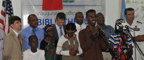 The Mayor of Djibouti, the U.S. Embassy, and the Institut Francais open the Municipal Library, the first of its kind in Djibouti