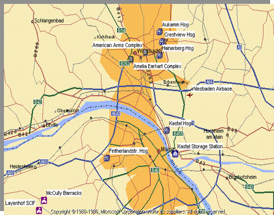 Map of the area and of army locations