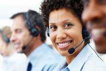 woman with phone headset