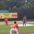 Share Fort Meade Garrison Commander Col. Edward C. Rothstein and Command Sgt. Maj. Charles E. Smith throw out the first pitch at the Bowie Baysox’s Fort Meade Day, Aug. 7,...