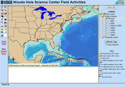 Image showing close-up view of the northeast United States WHSC Cores and Samples IMS map view.