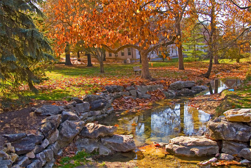 Peace Park, a public garden that serves as a border between the District and campus. Click through for image source.