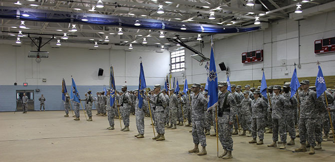 Brigade in formation at Change of Command Ceremony