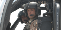 Warrant officers in helicopter