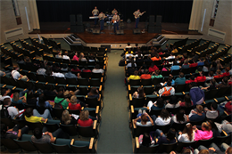 The Combat Center Show Band performs for underclassmen at Coon Rapids High School Sept. 27. This was one of several stops the group made while traveling across Minnesota and Western Wisconsin to promote the Marine Corps Musician Enlistment Option Program. For additional imagery from their tour, visit www.facebook.com/rstwincities.