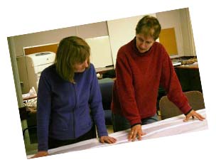 Photograph showing scientists collaborate