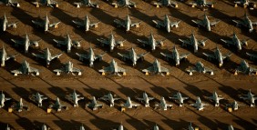 Rows of F-4 Phantoms and T-38 Talons line the grounds of the 309th Aerospace Maintenance and Regeneration Group, also known as the "Boneyard," at Davis-Monthan Air Force Base, Ariz.