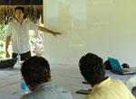 Papahānaumokuākea's Native Hawaiian Program Specialist Presenting at the CRIOBE Seminar in Mo'orea, French Polynesia.