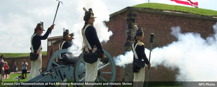 Cannon fire demonstration at Fort McHenry