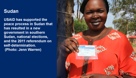 USAID has supported the peace process in Sudan that has resulted in a new government in southern Sudan, national elections, and the 2011 referendum on self-determination. Photo: Jenn Warren.