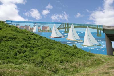 New sailboat mural on I-195 West in E. Providence