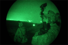 JORDAN (Oct. 10, 2012) U.S. Marines assigned to Marine Engagement Team from Battalion Landing Team 1st Battalion, 2nd Marine Regiment, 24th Marine Expeditionary Unit, conduct a night patrol while participating in a training exercise in Jordan, Oct. 10, 2012. The engagement team is a platoon-sized group of Marines from the 24th MEU who are conducting a variety of unilateral and bilateral training events with the Jordanian Marines in southern Jordan. The 24th MEU is deployed with the Iwo Jima Amphibious Ready Group as a U.S. Central Command theater reserve force, providing support for maritime security operations and theater security cooperation efforts in the U.S. 5th Fleet area of responsibility.  (U.S. Marine Corps photo by Lance Cpl. Tucker S. Wolf/Released)