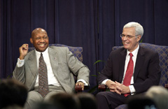 [Photo 1: Secretary Jackson and Deputy Secretary Bernardi on stage at a Faith Based event]