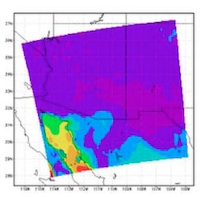 Diagram showing a downscaled hydrologic model.