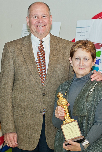 Regional Forester Chuck Myers of the U.S. Forest Service's Eastern Region presented the Gold Smokey Bear Award to Fern Shupeck, executive director of the Betty Brinn Children's Museum in Milwaukee Sept. 27.